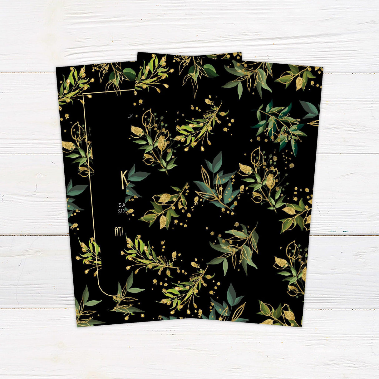 Green and Gold Foliage Invitations - goprintplus