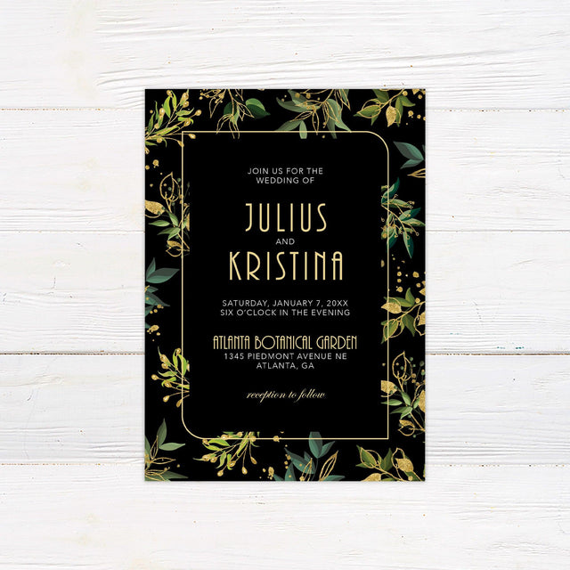 Green and Gold Foliage Invitations - goprintplus