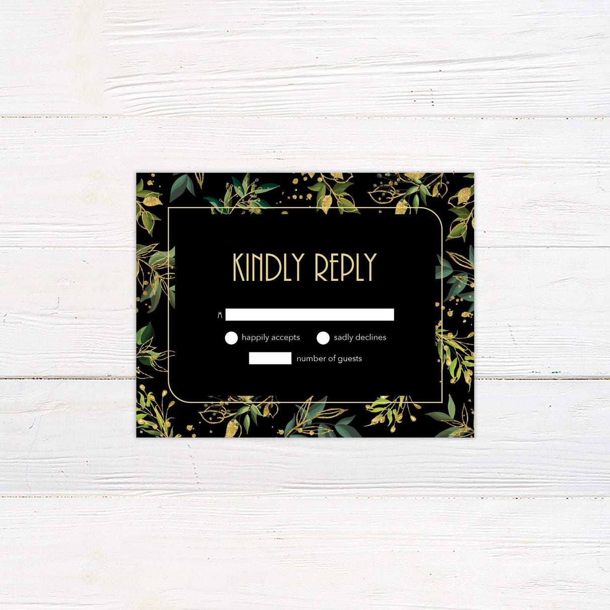 Green and Gold Foliage Invitations - goprintplus