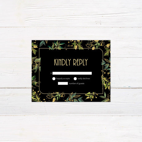 Green and Gold Foliage RSVP - goprintplus