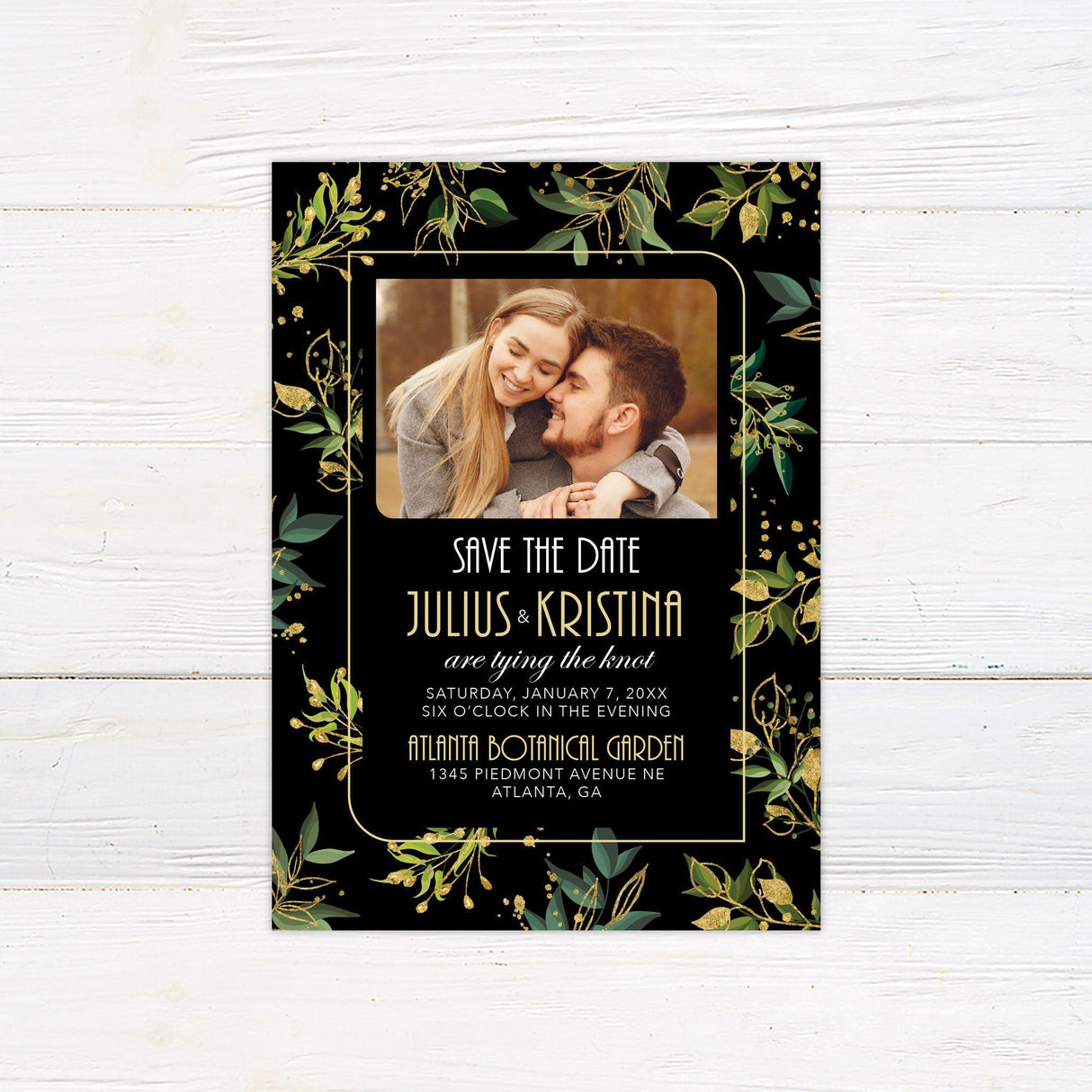 Green and Gold Foliage Invitations - goprintplus