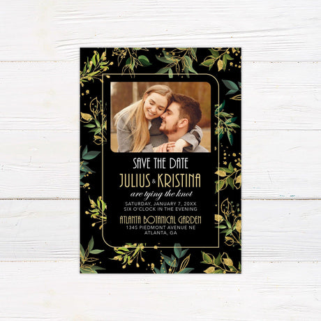 Green and Gold Foliage Invitations - goprintplus