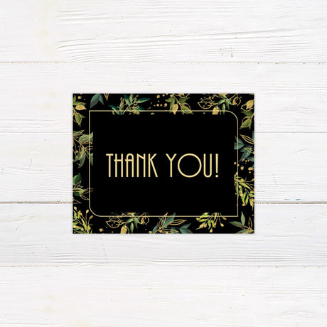 Green and Gold Foliage Thank You Card - goprintplus
