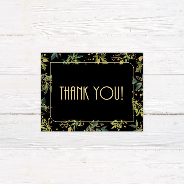 Green and Gold Foliage Thank You Card - goprintplus