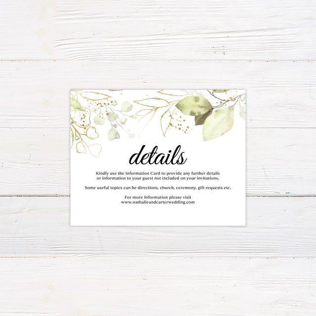 Gold and Green Leaves Details Cards - goprintplus