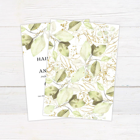 Gold and Green Leaves Invitations - goprintplus