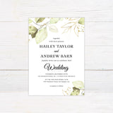 Gold and Green Leaves Invitations - goprintplus