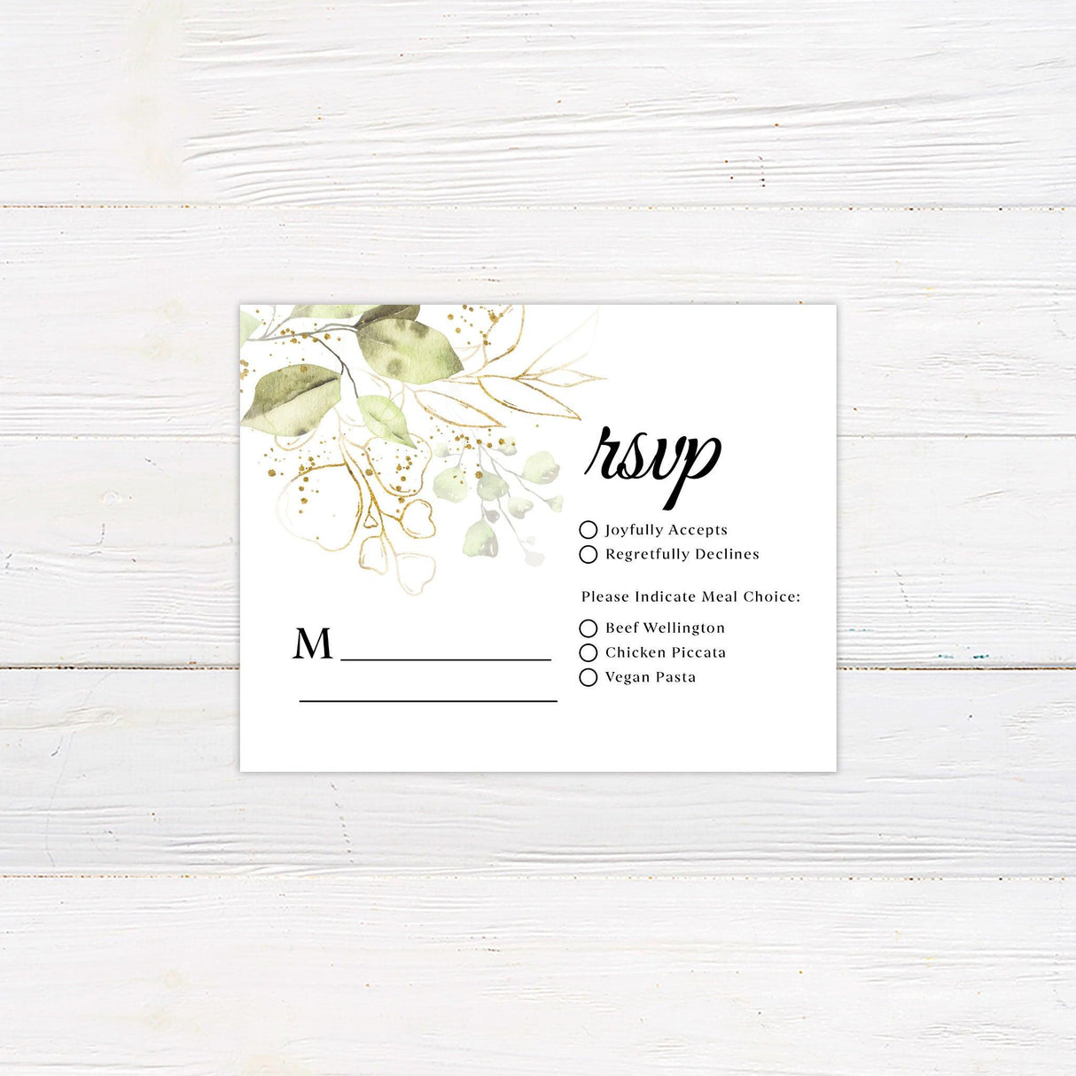 Gold and Green Leaves RSVP - goprintplus