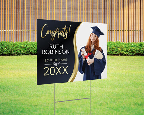 Gold Accent Graduation Yard Sign - goprintplus