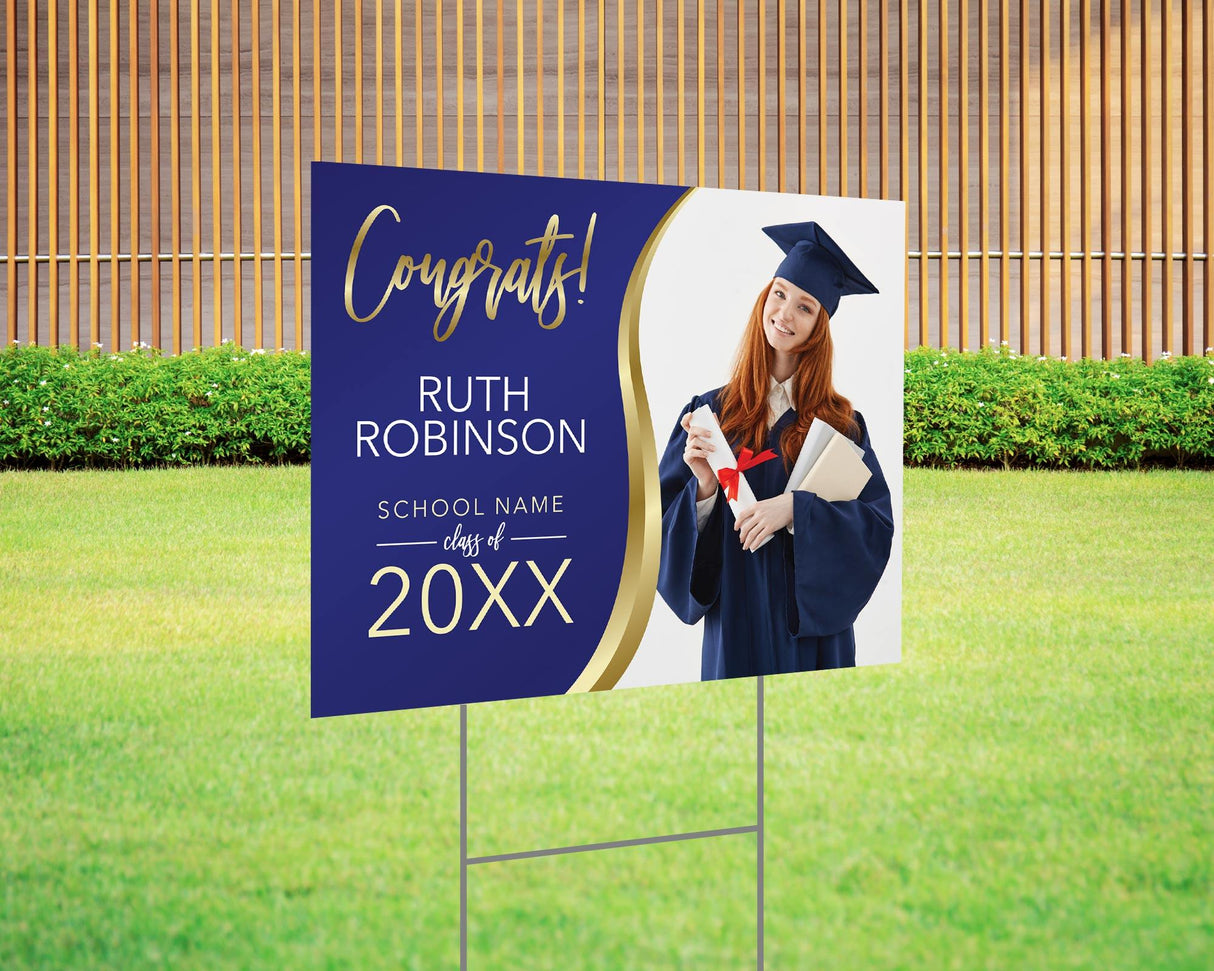 Gold Accent Graduation Yard Sign - goprintplus