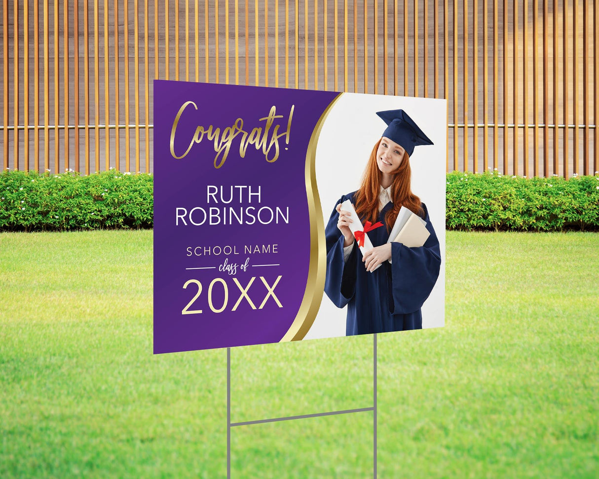 Gold Accent Graduation Yard Sign - goprintplus