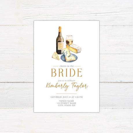 Gold Cheers to the Bride Invitation - goprintplus
