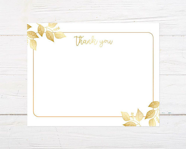 Gold Leaves Thank You Card - goprintplus