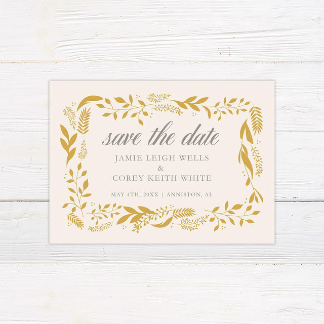 Golden Leaves Save The Date - goprintplus