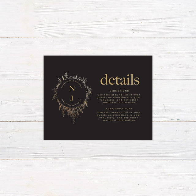 Golden Wreath Details Cards - goprintplus