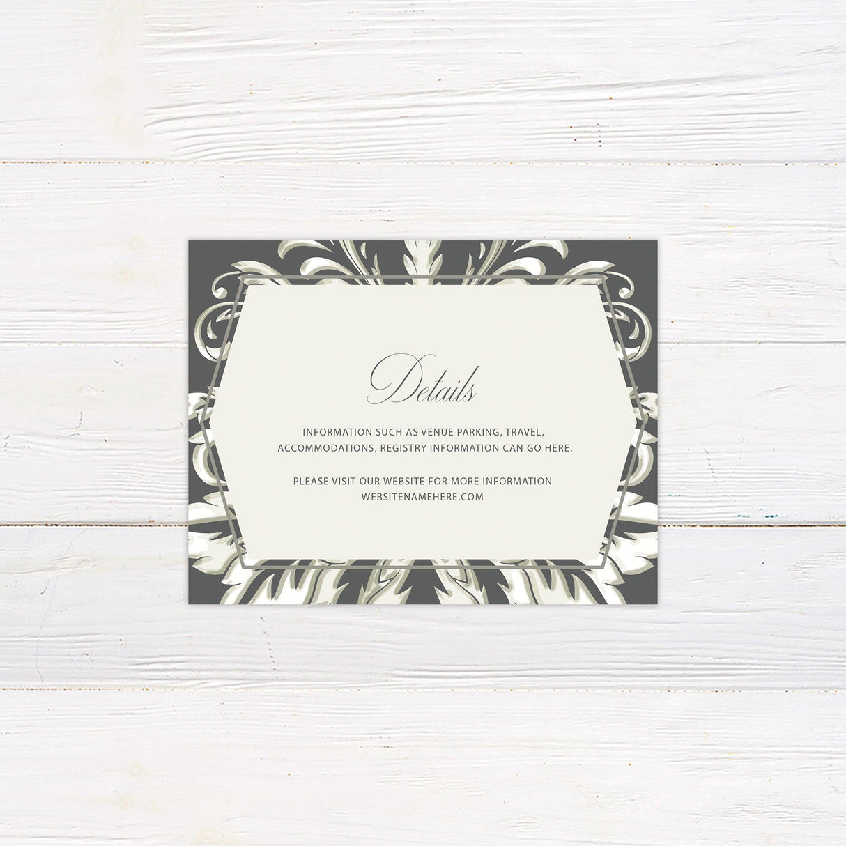 Gray Demask Invitations - goprintplus