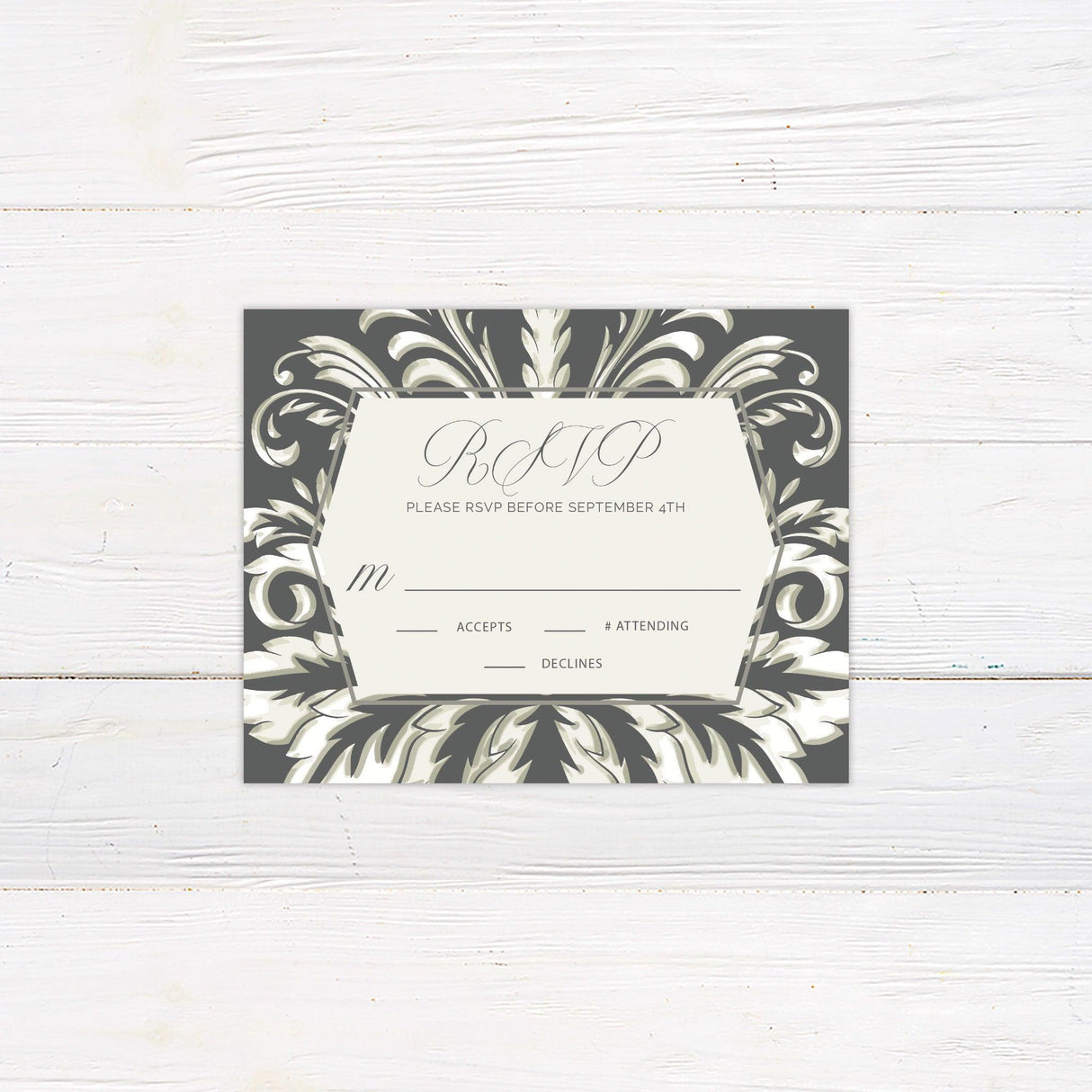 Gray Demask Invitations - goprintplus