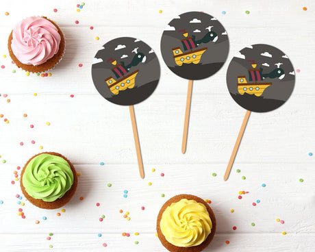 Gray Pirate Cupcake Topper - goprintplus