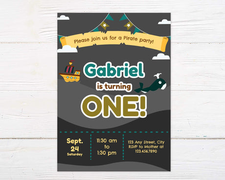 Gray Pirate Invitation - goprintplus