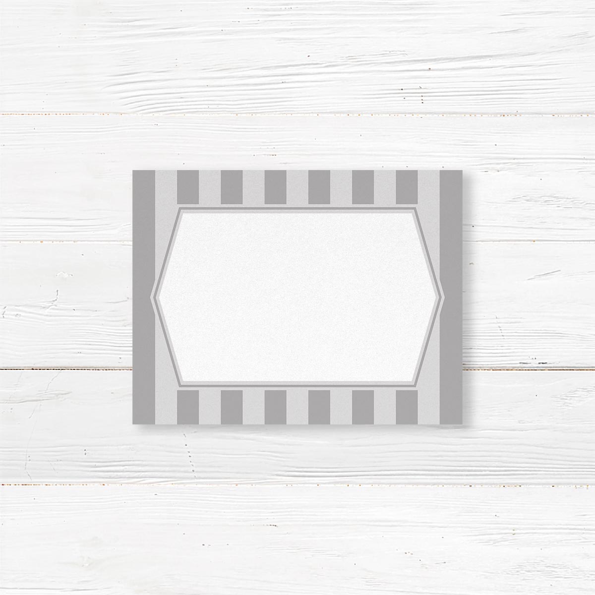 Gray Striped Monogram Note Card