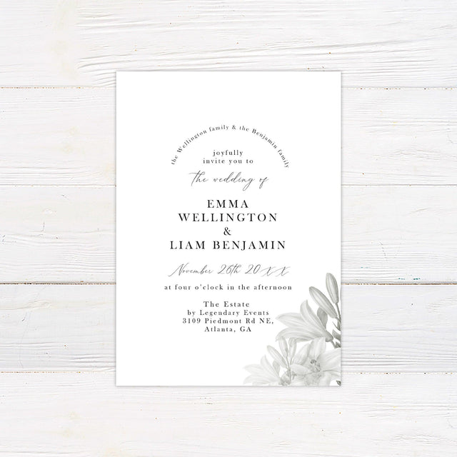 Grayscale Floral Invitations - goprintplus