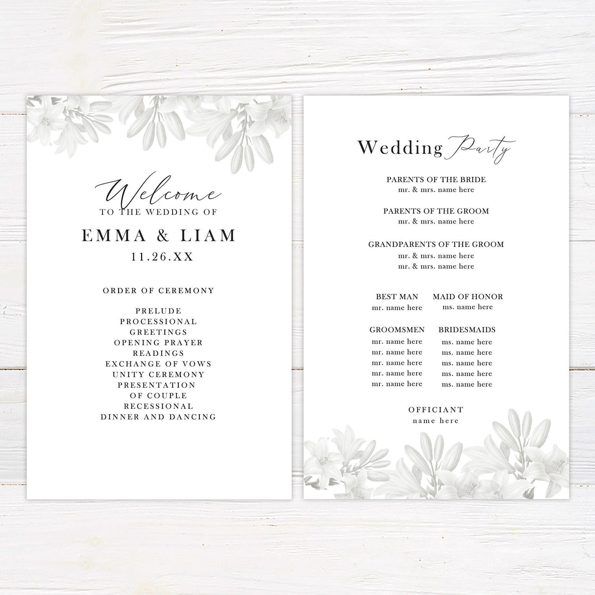 Grayscale Floral Invitations - goprintplus