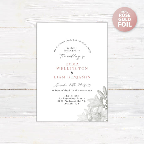 Grayscale Floral Foil Invitation - goprintplus