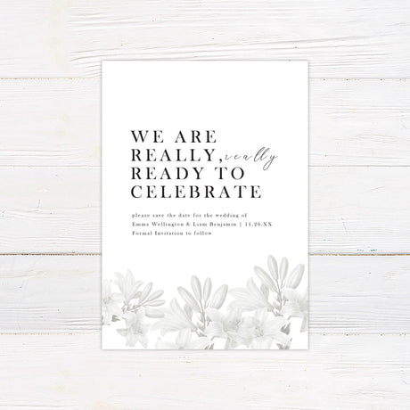 Grayscale Floral Save The Date - goprintplus