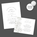 Grayscale Floral Foil Invitation - goprintplus