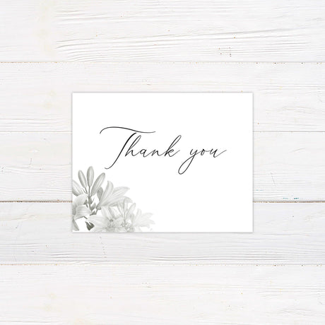 Grayscale Floral Thank You Card - goprintplus