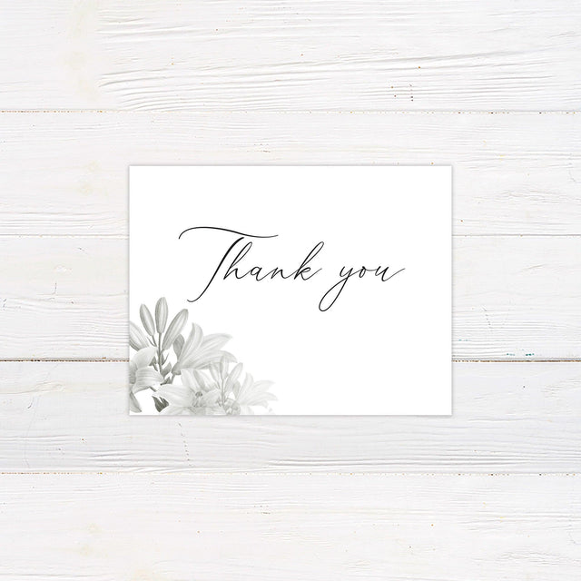 Grayscale Floral Thank You Card - goprintplus