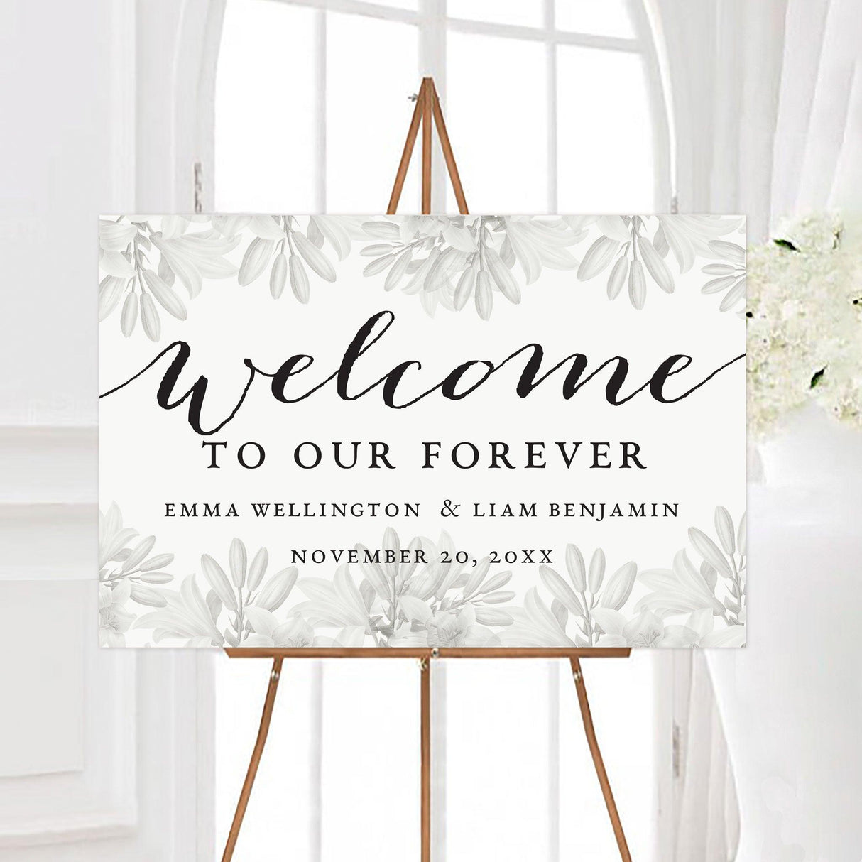 Grayscale Floral Sign - goprintplus