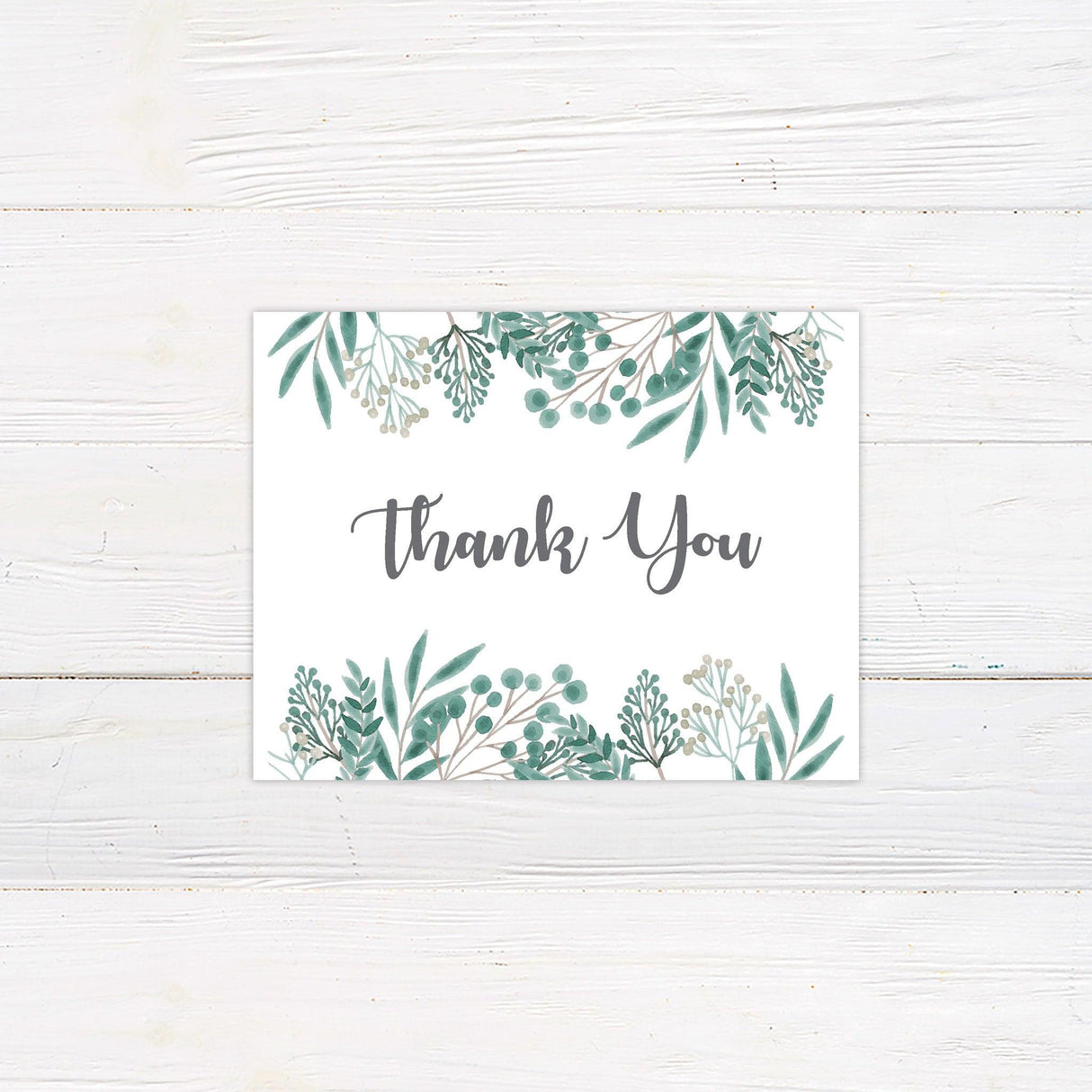 Green Botanical Thank You Card - goprintplus