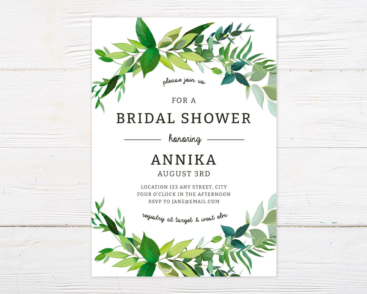 Green Leaves Invitations - goprintplus