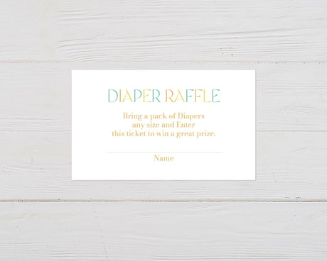 Green Minimalist Diaper Raffle Ticket - goprintplus