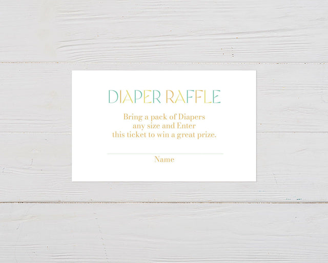 Green Minimalist Diaper Raffle Ticket - goprintplus