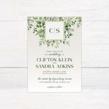 Green Monogram Invitations - goprintplus