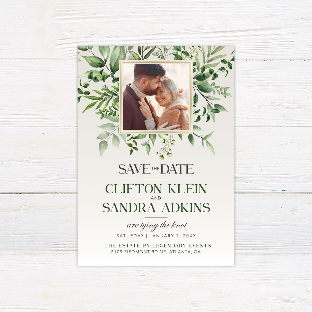 Green Monogram Invitations - goprintplus