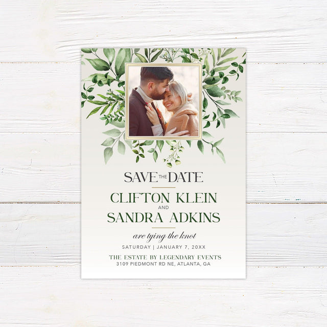 Green Monogram Save The Date - goprintplus