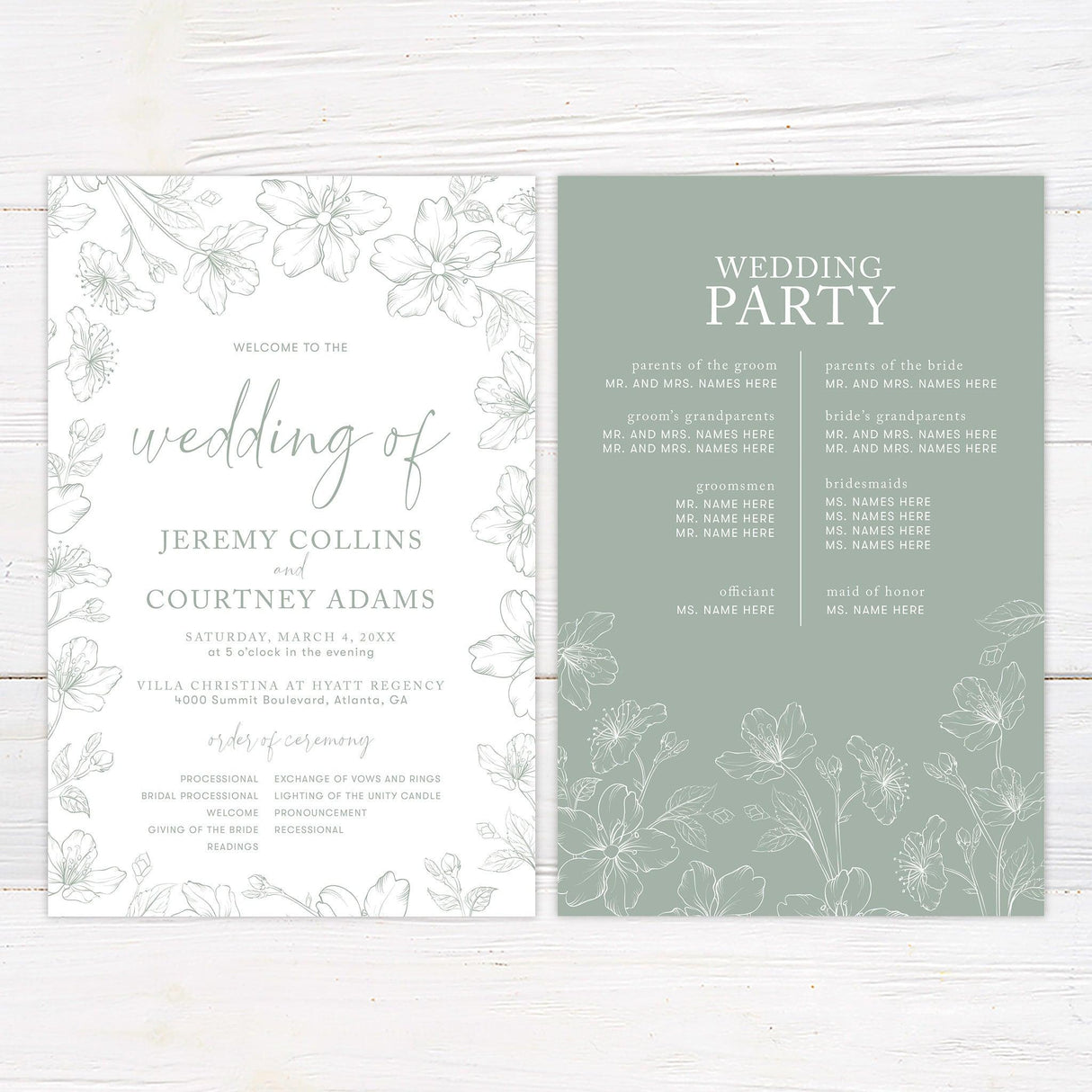 Green Sakura Invitation - goprintplus