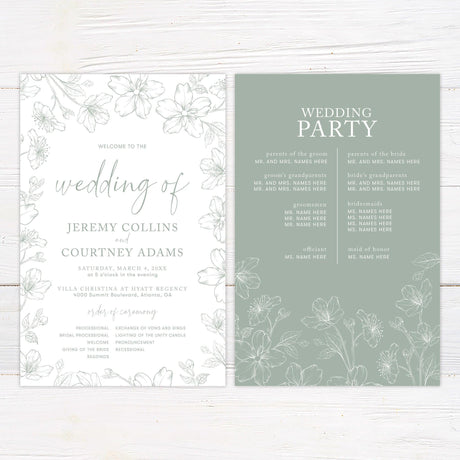 Green Sakura Invitation - goprintplus