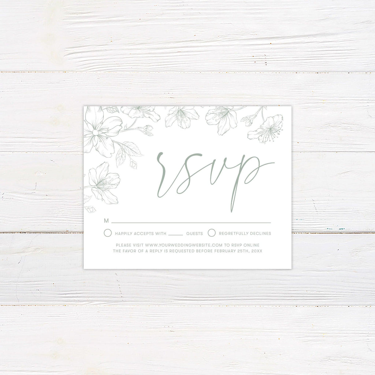 Green Sakura Invitation - goprintplus