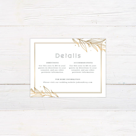 Green and Gold Leaves Details Cards - goprintplus