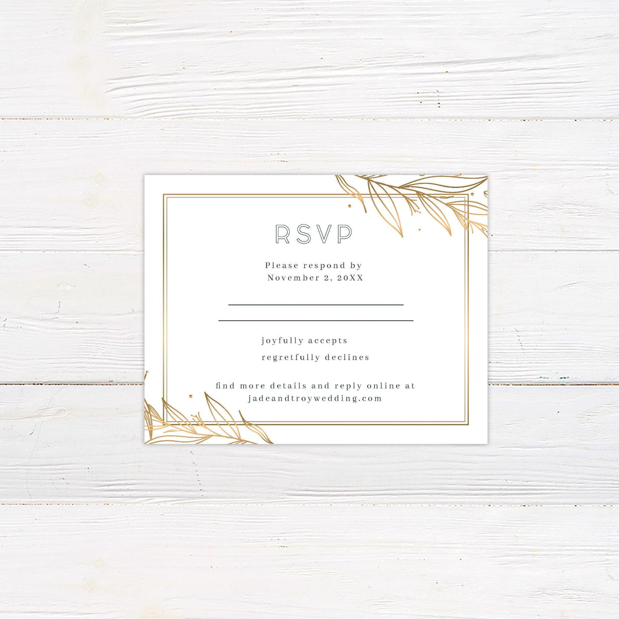 Green and Gold Leaves Invitations - goprintplus