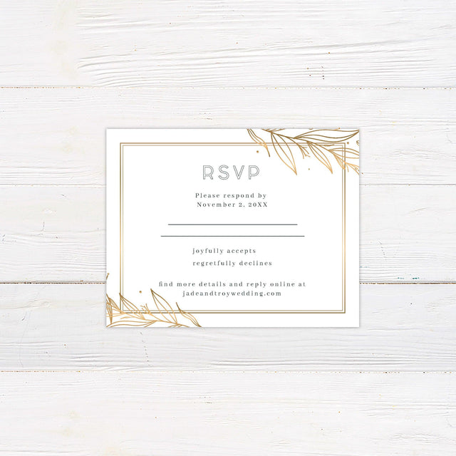 Green and Gold Leaves RSVP - goprintplus