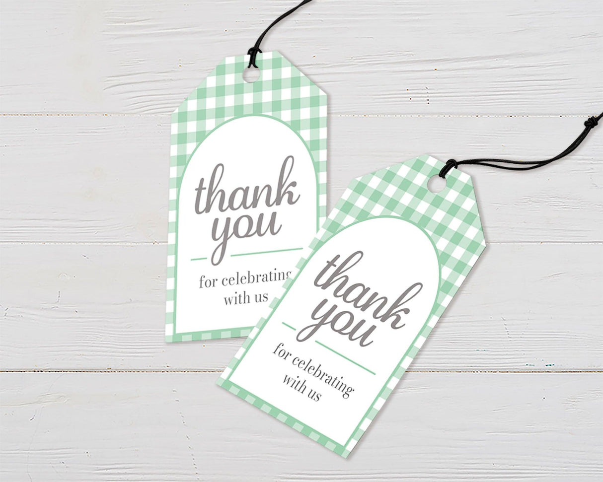 Green Gingham Favor Tags - goprintplus