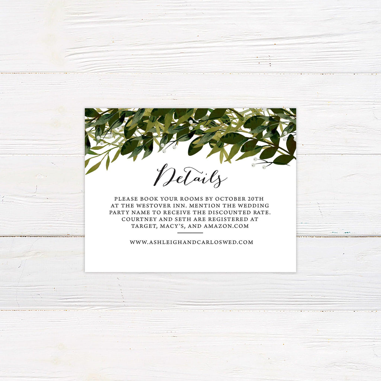 Greenery Arch Details Cards - goprintplus