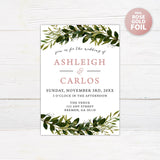 Greenery Arch Foil Invitation - goprintplus