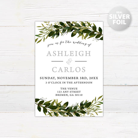 Greenery Arch Foil Invitation - goprintplus