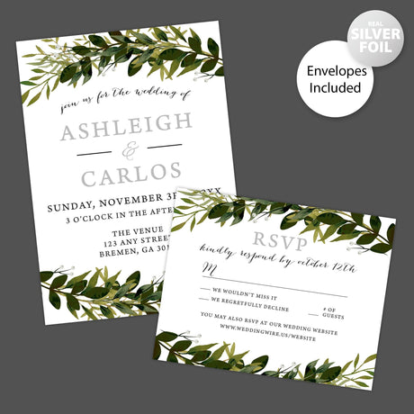 Greenery Arch Foil Invitation - goprintplus